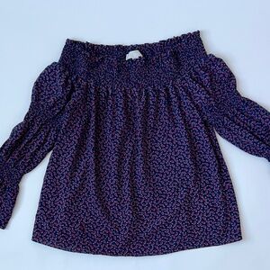 Michael Kors women’s Off-Shoulder Navy and Red Blouse